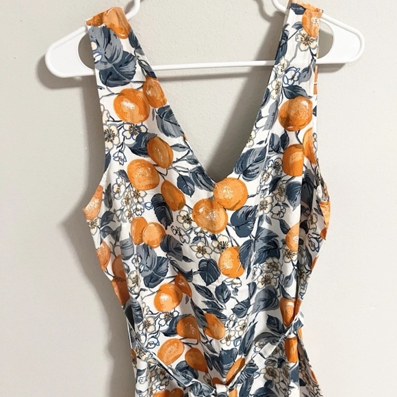 NWT Ann Taylor | Citrus Blossom Print Summer Linen Dress Women's Size 6 - Picture 4 of 8